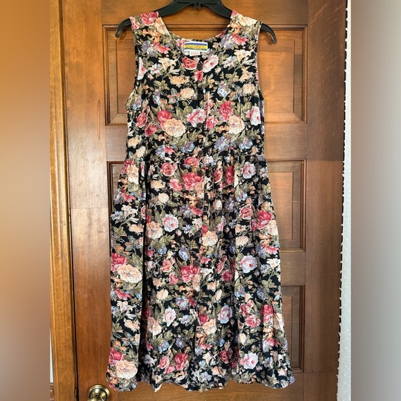 Vintage Bryn Connelly Floral A Line Dress - Picture 1 of 5